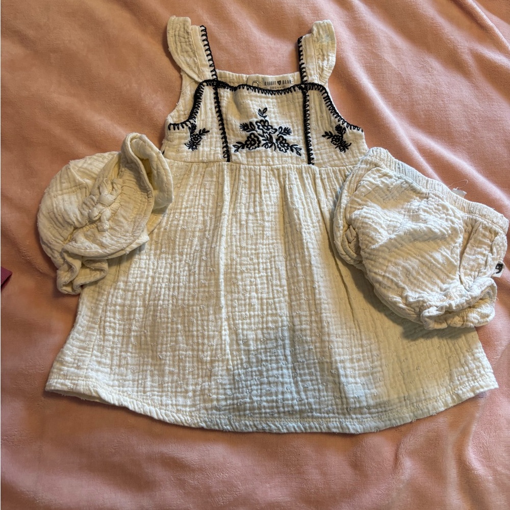 White Dress with Black Embroidery